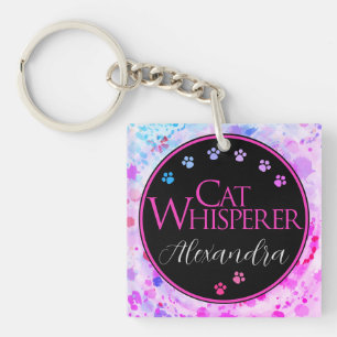 Cat Whisperer Kleurrijke Tie Dye Roze leuk gezegde Sleutelhanger