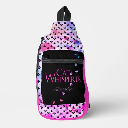 Cat Whisperer Kleurrijke Tie Dye Roze leuk gezegde Sling Bag (Voorkant)