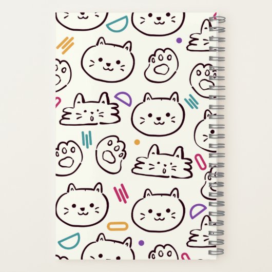 Cat White cartoon School Notitieboek (Achterkant)