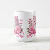 Cat White Pink Ribbon Koffiemok (Center)