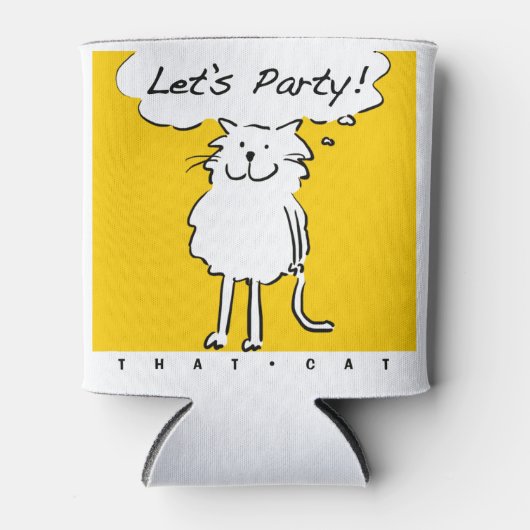 Cat wil een feest hebben. blikjeskoeler (Voorkant)