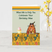 Cat wil mam helpen om de verjaardag te vieren kaart (Gele Bloem)