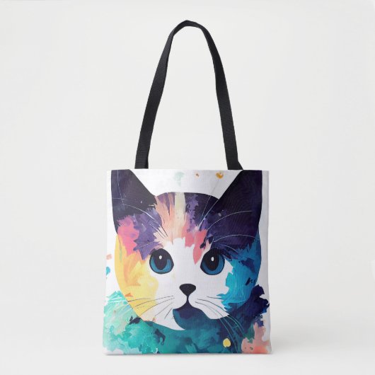 Cat Wild Natuur Dierenkleur Kunst Schilderen Tote Bag (Voorkant)