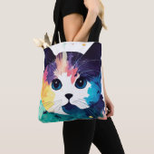 Cat Wild Natuur Dierenkleur Kunst Schilderen Tote Bag (Dichtbij)