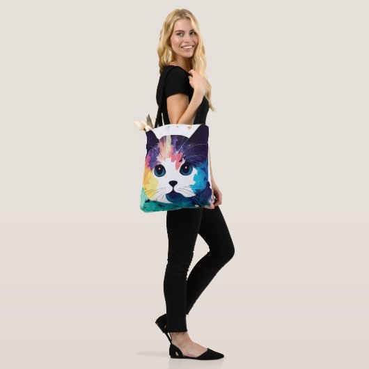Cat Wild Natuur Dierenkleur Kunst Schilderen Tote Bag (Op model)