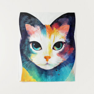 Cat Wild Natuur Dierenkleur Kunst Schilderen Wandkleed