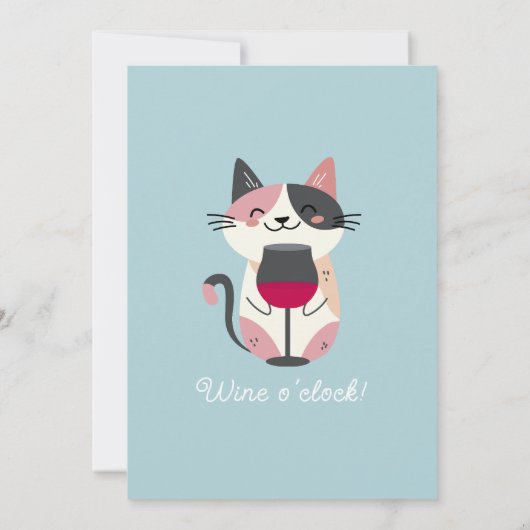 Cat & Wine Party – Leuke verjaardagskunst Kaart (Achterkant)