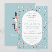 Cat & Wine Party – Leuke verjaardagskunst Kaart (Voorkant / Achterkant)