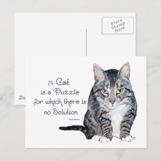 Cat Wisdom - een kat is een puzzel Briefkaart (Voorkant / Achterkant)