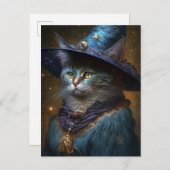 Cat Witch Fantasy Art Briefkaart (Voorkant / Achterkant)