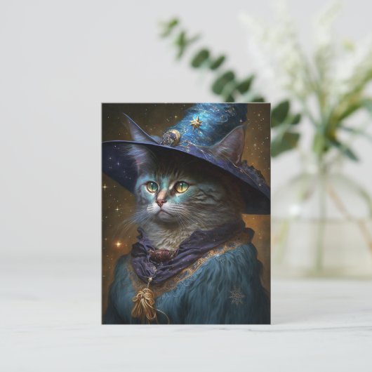 Cat Witch Fantasy Art Briefkaart (Staand voorkant)