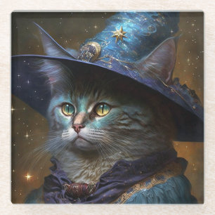 Cat Witch Fantasy Art Glazen Onderzetter