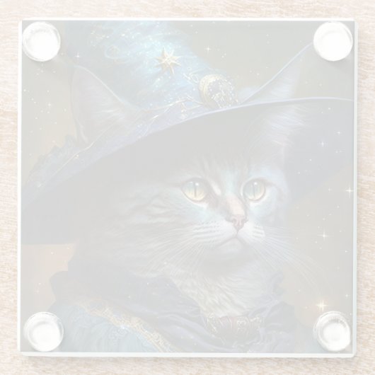 Cat Witch Fantasy Art Glazen Onderzetter (Achterkant)