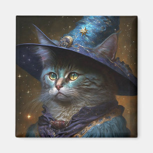 Cat Witch Fantasy Art Magneet