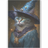 Cat Witch Fantasy Art Sticker (Voorkant)