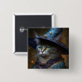 Cat Witch Fantasy Art Vierkante Button 5,1 Cm (Voorkant /achterkant)