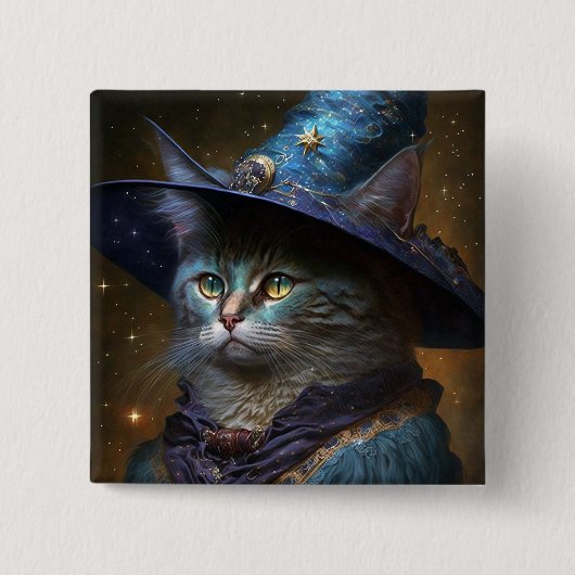 Cat Witch Fantasy Art Vierkante Button 5,1 Cm (Voorkant)
