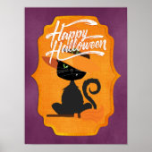 Cat Witch Happy Halloween Poster (Voorkant)