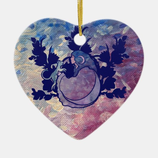 Cat Witch Moon Goddess Wiccan Cat Perscard Keramisch Ornament (Voorkant)