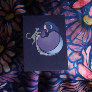 Cat Witch Moon Goddess Wiccan Cat Person Kaart