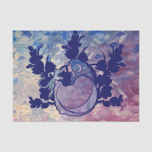 Cat Witch Moon Goddess Wiccan Cat Tissuepapier (Voorkant)