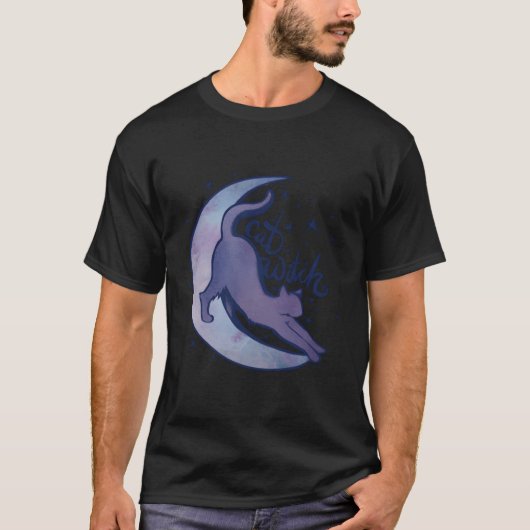 Cat Witch Moon Kitty Cats Paarse Moonchild T-shirt (Voorkant)