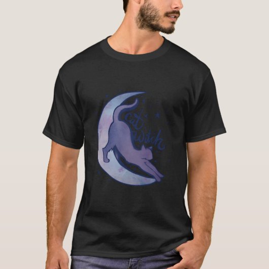 Cat Witch Moon Kitty Cats Purple Moonchild T-shirt (Voorkant)