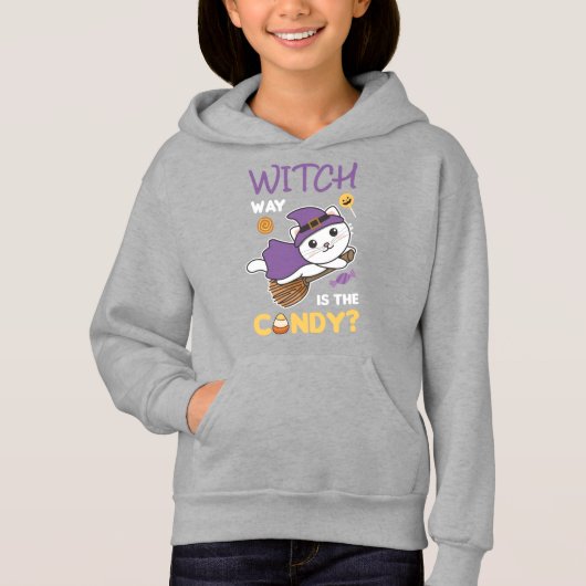 Cat Witch Witch Way Is The Candy Happy Halloween (Voorkant)