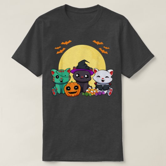 Cat Witch Zombie Vampire Lazy Halloween Costume Cu T-shirt (Design voorkant)
