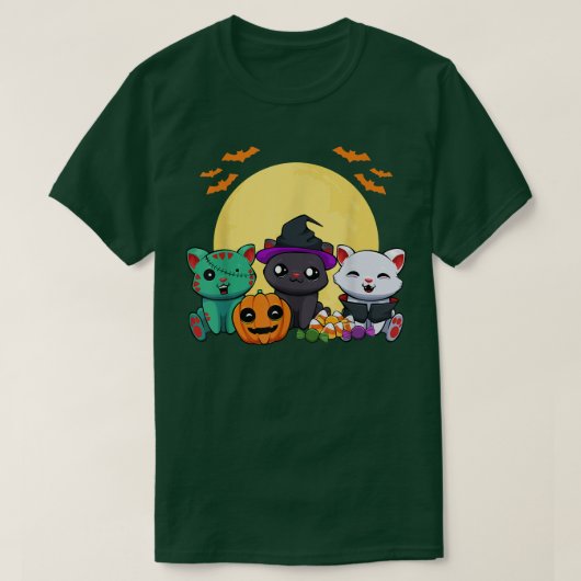 Cat Witch Zombie Vampire Lazy Halloween Costume Cu T-shirt (Design voorkant)