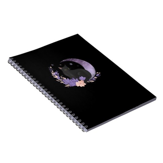 Cat Witchy Moon Flowers Pastel Goth Goblincore Notitieboek (Rechterzijde)