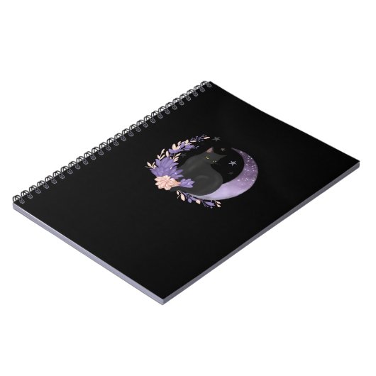 Cat Witchy Moon Flowers Pastel Goth Goblincore Notitieboek (Linkerzijde)