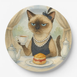 Cat with Afternoon Tea Party Londen Verenigd Konin Papieren Bordje