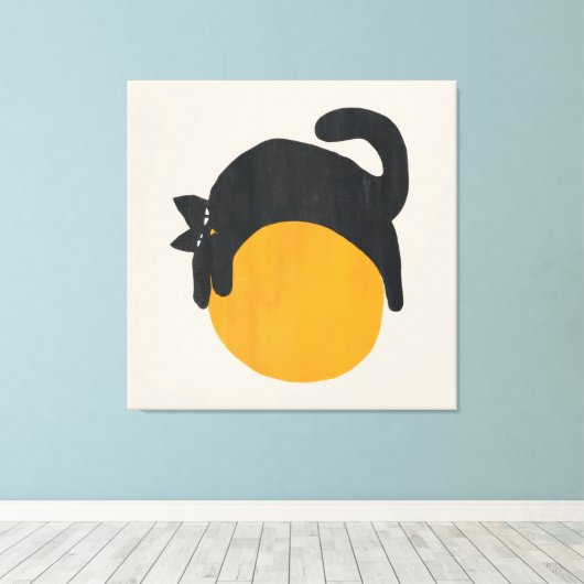 Cat with ball Canvas Afdruk (Insitu (Houten vloer))