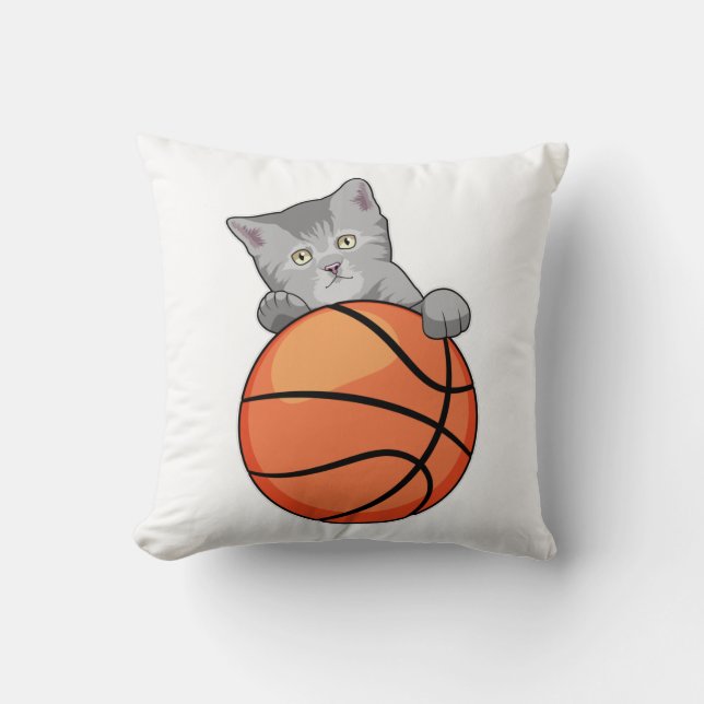 Cat with Basketball Kussen (Voorkant)