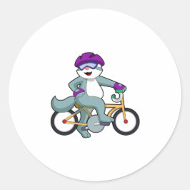 Cat with Bicycle Ronde Sticker
