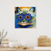 "Cat With Blue Petals" van Louis Wain Poster (Keuken)