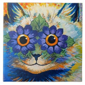 "Cat With Blue Petals" van Louis Wain Tegeltje (Voorkant)