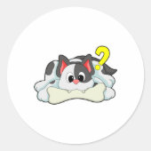 Cat with Bone Ronde Sticker (Voorkant)