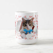 Cat with bow wishing Merry Christmas Mug Koffiemok (Center)