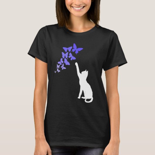 Cat with Butterflies Beautiful Butterfly T-shirt (Voorkant)