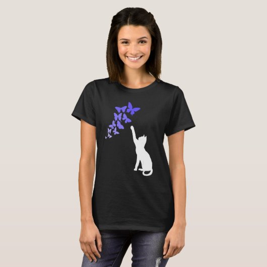 Cat with Butterflies Beautiful Butterfly T-shirt (Voorkant volledig)
