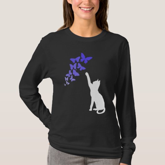 Cat with Butterflies Beautiful Butterfly T-shirt (Voorkant)