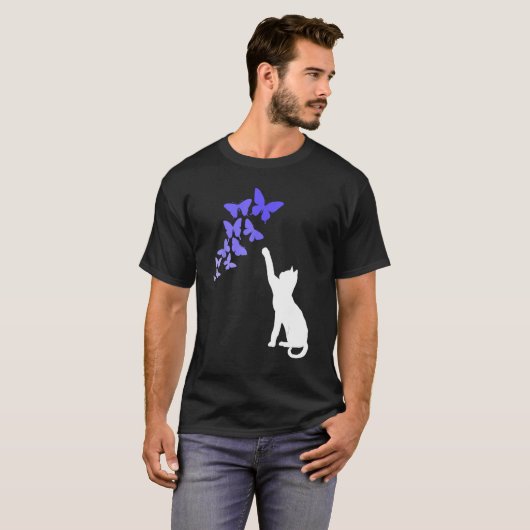 Cat with Butterflies Beautiful Butterfly T-shirt (Voorkant volledig)