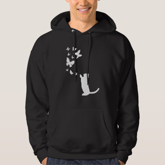 Cat With Butterflies Cat  Cat Owner  Cute Cat Hoodie (Voorkant)