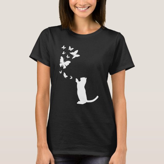 Cat With Butterflies Cat  Cat Owner  Cute Cat T-shirt (Voorkant)