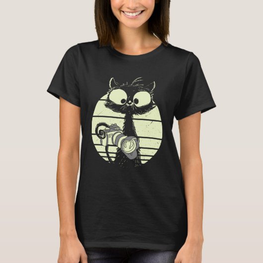 Cat With Camera Photographer Cat Cute Photographer T-shirt (Voorkant)