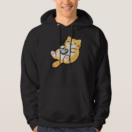 Cat with Computer Mouse Hoodie (Voorkant)