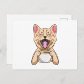 Cat with Cup of Coffee Briefkaart (Voorkant / Achterkant)