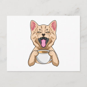 Cat with Cup of Coffee Briefkaart